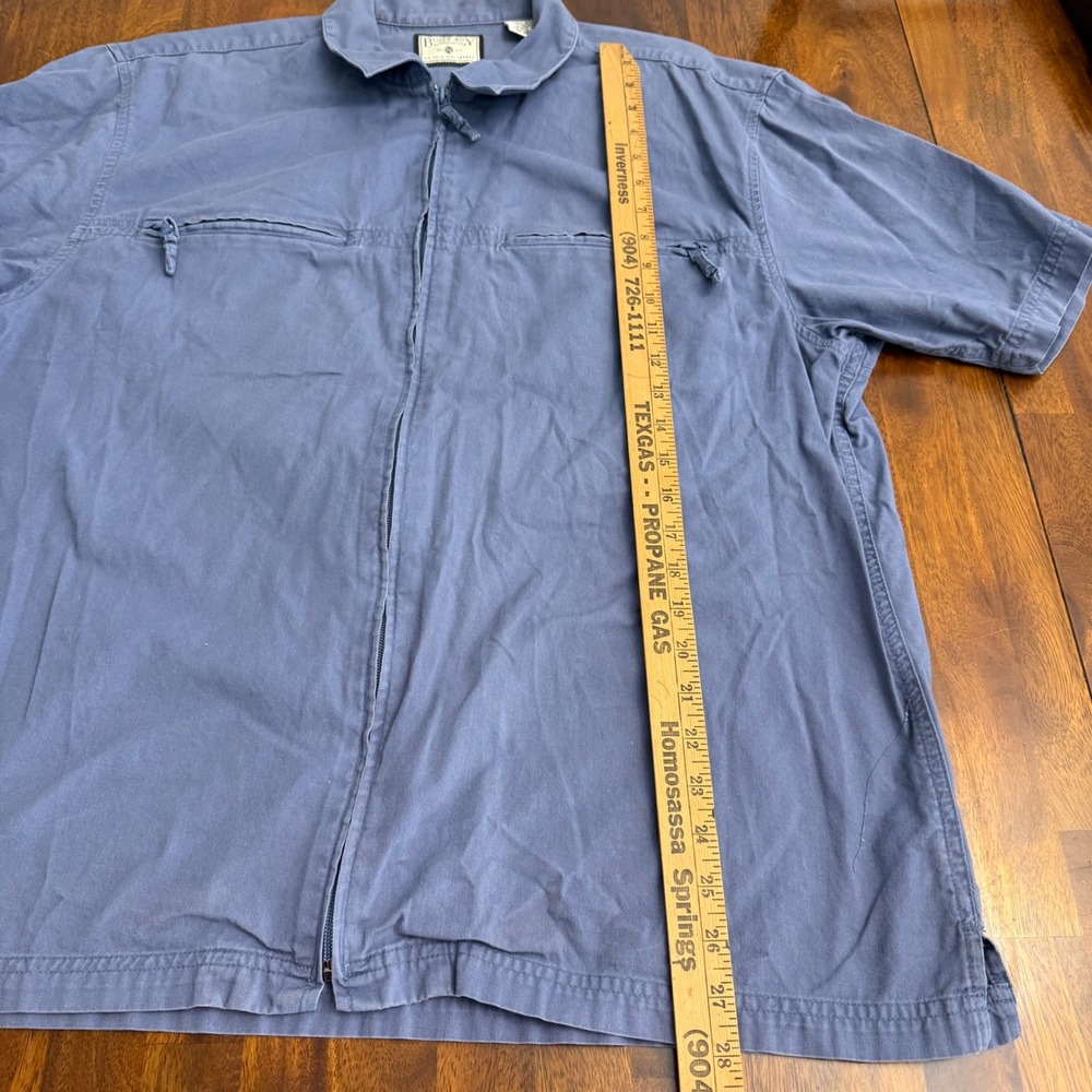 Bugle Boy Authentics Mens Short Sleeve Zip Up Casual Shirt‎ Blue Size L Vintage - Picture 5 of 7
